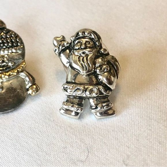 3 silver tone pins: Angel, snowman, and Santa - Picture 2 of 8